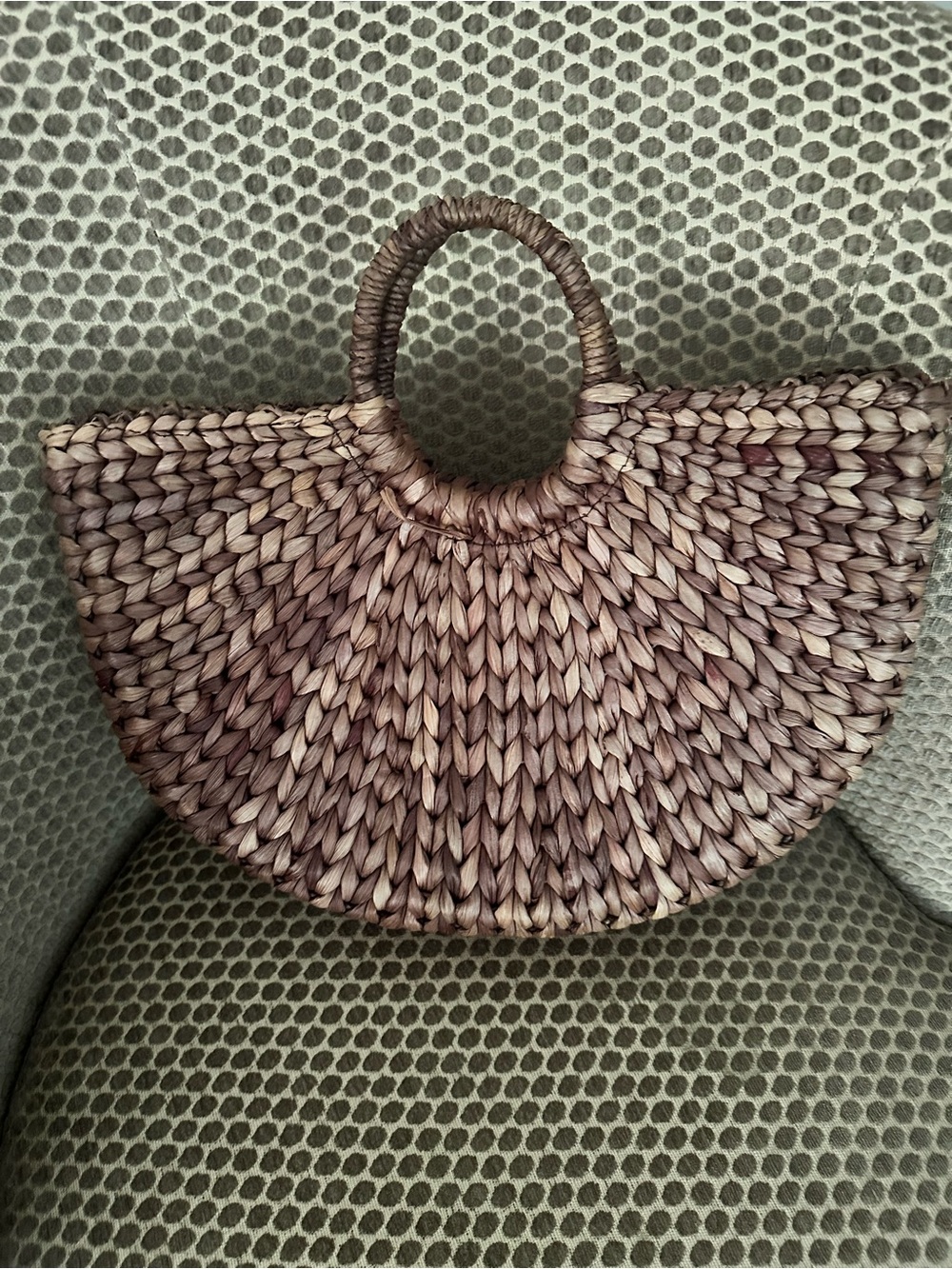 Xhilaration Woven Fan Tote in Natural Brown and Taupe